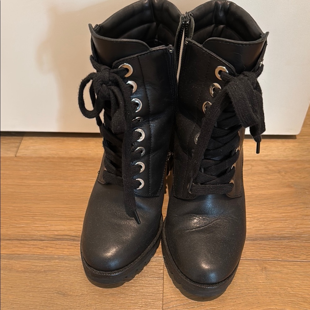 Black Lace-Up Ankle Boots from Paige